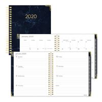 Blueline 2020 Marble - Weekly/Monthly Planner, 2-Piece Cover, Laminated Monthly tabs, Storage Pocket, Gold Corners, 11 x 8.5 inches, Navy (C38003.02-20)