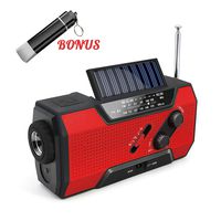 Emergency Rechargeable Solar Crank AM/FM/NOAA/Weather Radio with Flashlight,2000 mAh Power Bank,SOS Alarm, Reading Lamp,Phone Charger for Tornadoes Hurricanes,and Storms