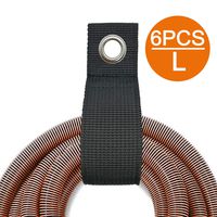 Extension Cord Organizer with 304 Stainless Steel Grommet for Hanging Cable, Hose and Rope on Both Nails and Hooks, Suitable for Garage, Home, Shop, Basement, Boat and RV (6 Pack - L) - Black