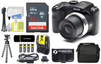Kodak PIXPRO AZ252 16MP 720p Video 25x Zoom Digital Camera (Black) + SanDisk 32GB Card + Reader + Tripod + Bag + Accessories Bundle