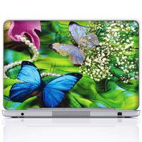 Meffort Inc 17 17.3 Inch Laptop Notebook Skin Sticker Cover Art Decal (Included 2 Wrist pad) - Green Blue Butterfly