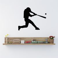 Baseball batter hitting the ball silouette Vinyl Decal Matte Black Decor Decal Skin Sticker Laptop
