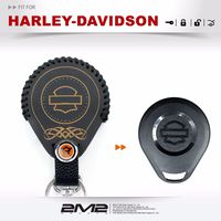 2M2 Leather Key Fob Holder Case Cover KEY RING for Harley Davidson Motorcycles Black Thread