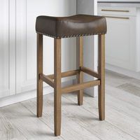Nathan James Hylie Nailhead Wood Pub-Height Kitchen Counter Bar Stool 29", Dark Brown/Light Brown
