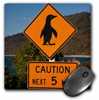3drose New Zealand, South Island Traffic Sign Protecting Penguins - Mouse Pad