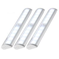 Kuled 10-led Wireless Motion Sensing Stick-on Anywhere Step LED Light Bar with Magnetic Strip, Pure White,  3-Pack