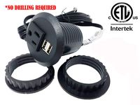 Desktop Power Grommet Outlet Data Center, 2" or 3" Hole No Drilling Required, 2 Outlet W/2 USB Ports(FREE RETURN) (BLACK - 2" (No Drilling Required- 6ft Power Cord))