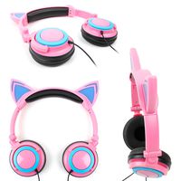 DURAGADGET Cat Headphones with Light Up Ears (in Pink) - for The Blackview P2