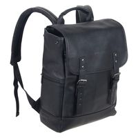 Kenneth Cole Reaction Colombian Leather Single Compartment Flapover 14.1" Laptop Backpack (RFID), Black