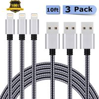iPhone Charger, 3Pack 10ft Lightning Cable iPhone Charger Cable Nylon Braided Charging Syncing Cord Compatible iPhone XR XS XSMax X 8 8 Plus 7 7 Plus 6 6s Plus SE iPad iPod
