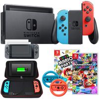 Nintendo Switch 32 GB Console with Neon Blue and Red Joy-Con + Party Games Bundle