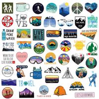 50pcs Outdoor Adventure Tourism Theme Stickers Decals of Laptop Stickers Decals for Hydro Flask Cars Motorcycle Water Bottles Portable Luggage Waterproof Decals