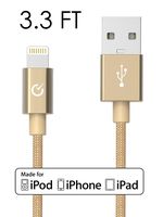 Volts Lightning Cable [Apple MFi Certified] 3.3ft Nylon Braided Charger with Aluminum Case on 8 pin Connector for iPhone 7/6 / 5 / 6s Plus, iPad, iPod - 1m Gold