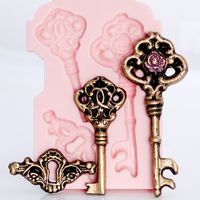 Victorian Rose Skeleton Key Silicone Mold, Food Safe Wedding Cake Decorating with Fondant, Chocolate, Candy, Craft Mold with Resin, Polymer Clay.