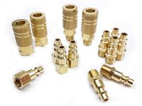 Tanya Hardware Coupler and Plug Kit (14 Piece), Industrial Type D, 1/4 in. NPT, Solid Brass Quick Connect Air Fittings Set