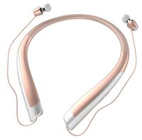 Wireless Sports Retractable Neckband Earphones Hands Free Wireless Headphones Quick Paring Sweatproof Headband with Built- in Stereo Mic Noise Reduction HD Sound Headset CSR 4.1 (rose gold)