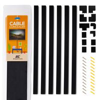 Simple Cord Black Cable Concealer On-Wall Cord Cover Raceway Kit - Cable Management System to Hide Cables, Cords, or Wires - Cord Organizer for TVs and Computers at Home or in The Office