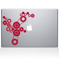 The Decal Guru Steampunk Gears MacBook Decal Vinyl Sticker - 15" MacBook Pro (2015 & Older) - Red (1184-MAC-15P-DR)