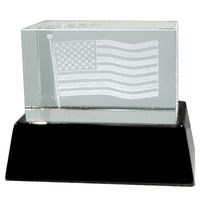 Natico Crystal Sculpture American Flag with Piano Finish, Black (60-CR-250)