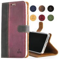 Snakehive Apple iPhone 7 Plus Case, Vintage Collection Apple iPhone 7 Plus Wallet Case in Nubuck Leather Credit Card/Note Slot Apple iPhone 7 Plus - Black Plum