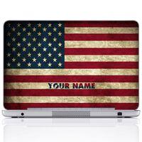Meffort Inc Personalized Laptop Notebook Notebook Skin Sticker Cover Art Decal, Customize Your Name (15.6 Inch, USA Flag)