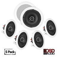OSD Audio in-Ceiling/in-Wall Speaker Home Theater 5-Speaker Package w/Swivel Dome Tweeter Paintable Snap-in Grill (5.25" - 5 Pack)