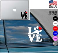 Love Dog PAW HEART Pet Vinyl Decal Sticker for Car Window Laptop (6) Dog Love Paw - Red Heart, White)