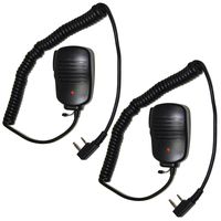 HQRP 2-Pack 2 Pin PTT Mini Speaker Mic for Kenwood TK-2212, TK-2212K, TK-2302, TK-2312 + HQRP UV Meter