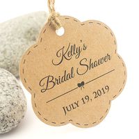 Summer-Ray 50pcs Personalized Brown Kraft Scallop Bridal Shower Thank You Tags from My Shower to Yours Tags