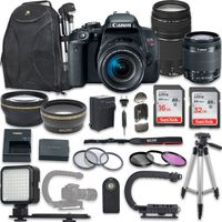 Canon EOS Rebel T7i DSLR Camera with Canon EF-S 18-55mm f/3.5-5.6 is STM Lens + Canon EF 75-300mm f/4-5.6 III Lens + New Video Bundle KIT + Extra Memory Cards