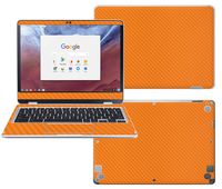 Decalrus - Protective Decal for Samsung ChromeBook Plus XE513C24, Pro XE510C24 (12.3" Screen) Laptop Orange Carbon Fiber Skin Decal wrap CFsamsungChrmbkPlus12Orange