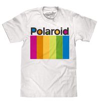 Tee Luv Polaroid Shirt - Polaroid Camera Color Spectrum Logo T-Shirt (LG) White