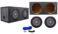 (2) Kicker 43CWR124 COMPR12 2000 Watt 12" Car Subwoofer+Sealed Sub Box Enclosure