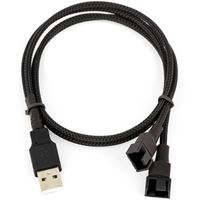 USB to 2 x 3/4-Pin PWM 5V USB Sleeved Dual Fan Power Adapter Cable
