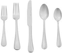 AmazonBasics 20-Piece Stainless Steel Flatware Silverware Set with Pearled Edge, Service for 4