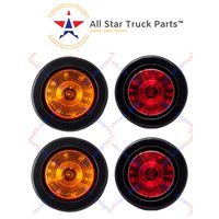 2.5" Round 12 LED Light Truck Trailer Side Marker Clearance Kit 2 Red & 2 Amber