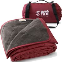 Brawntide Large Outdoor Waterproof Blanket - Quilted, Extra Thick Fleece, Warm, Windproof, Includes Shoulder Strap, Ideal Stadium Blanket, Great for Camping, Festivals, Picnics, Beaches, Dogs (Wine)