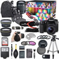 Canon EOS Rebel T7i DSLR Camera Deluxe Video Creator Kit with Canon EF-S 18-55mm f/3.5-5.6 IS STM Lens + Commander Video Mic + Wide Angle & Telephoto Lens + SanDisk 32GB Memory Card + Accessory Bundle