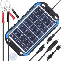 SUNER POWER 12V Solar Car Battery Charger & Maintainer - Portable 6W Solar Panel Trickle Charging Kit for Automotive, Motorcycle, Boat, Marine, RV, Trailer, Powersports, Snowmobile, etc.