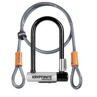 Kryptonite Kryptolok Mini-7 12.7mm U-Lock Bicycle Lock with FlexFrame-U Bracket & KryptoFlex 410 10mm Looped Bike Security Cable