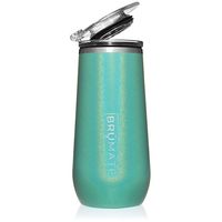 BrüMate 12oz Insulated Champagne Flute With Flip-Top Lid - Made With Vacuum Insulated Stainless Steel (Glitter Peacock)