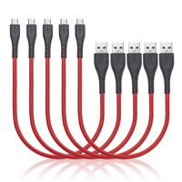 1ft Short Micro USB Charger Cable, CABEPOW 5Pack 1foot Nylon Braided Android Charging Cable Cord, High Speed USB Data Sync Charger Cord for Samsung, HTC,Motorola,Nokia,Kindle,MP3,Tablet and More -Red