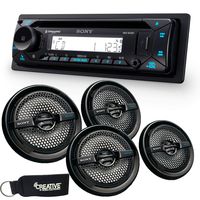 Sony MEX-M72BT Marine Bluetooth/CD Receiver & Two Pairs of XS-MP1611B Black 6.5" Marine Dual Cone Speakers