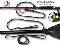 Campingandkayaking Made in The USA! NO Hook & Loop to Fail! Paddle Leash with a 2 Rod Leash Set, 3 Black Leashes Total Plus 1 Carabiner.