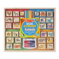 Melissa & Doug Deluxe Wooden Stamp Set, Animal Stamps (Colored Washable Ink Pads, Develops Hand-Eye Coordination, 38 Pieces, Great Gift for Girls and Boys - Best for 4, 5, 6 Year Olds and Up)