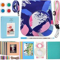 Katia Instant Camera Accessories Bundle Compatible for Fujifilm Instax Mini 9 / Mini 8+ / Mini 8 Instant Film Camera. Includes Camera Case, Album, Frame, Stickers, Strap,etc - Blue Paint