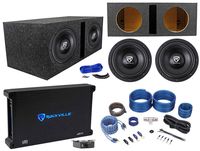 (2) Rockville W10K6D2 V2 10" 4000w Subwoofers+Vented Box+Mono Amplifier+Amp Kit