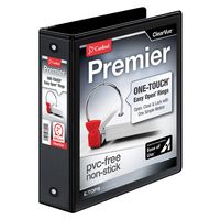 Cardinal Premier Easy Open 3-Ring Binder, 2", ONE-Touch Easy Open Locking Round Rings, 425-Sheet Capacity, ClearVue Cover, PVC-Free, Black (11121)