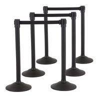 US Weight Sentry Stanchion with 6.5 Foot Retractable Belt - Easy Connect Assembly (6-Pack)