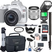 Canon EOS Rebel SL3 (White) with 18-55mm f/4-5.6 is STM + 32GB Memory + Camera Bag + TTL Speed Light + Pro Filters (21pc Bundle) ...